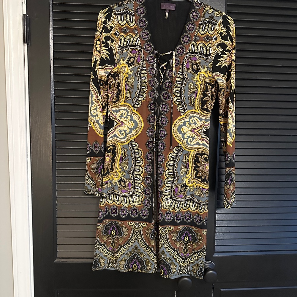 Hale Bob Elegant Multicolor Patterned Dress
